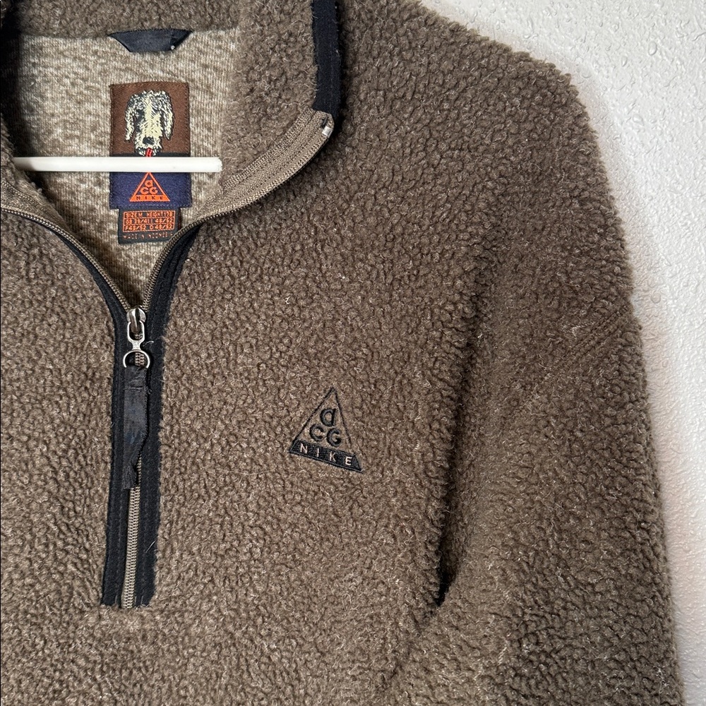 Vintage Nike ACG Men's 90's Brown Sherpa 1/4 Zip Pullover Medium - Picture 4 of 8